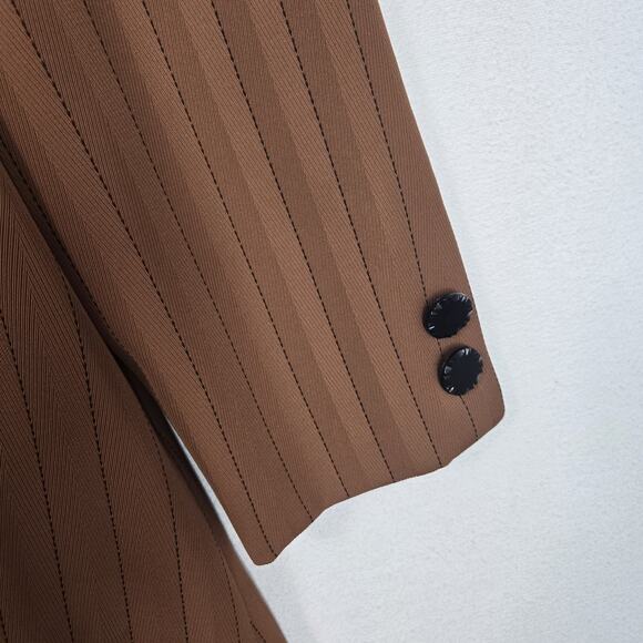 VTG Lily & Taylor Midi Coat 12 Brown Long Sleeve Pockets Button Front Oversized - Picture 7 of 16